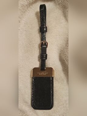 Coach Black Leather Luggage Hang Tag